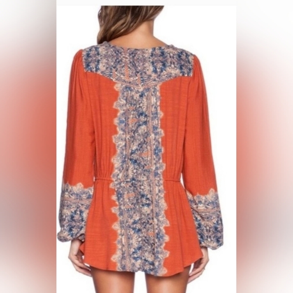 Free People/ Wildest Moment Lace Up Tunic/ Color Persimmon/ Size US S - Picture 5 of 17